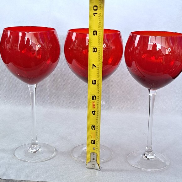 Lenox Holiday Gems Ruby Red Balloon Cup Large Crystal Wine Glasses - Set of 4 - Picture 11 of 14